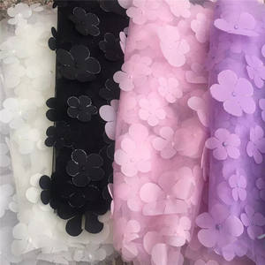 Tejidos bordados con <span class=keywords><strong>flores</strong></span> 3D Blanco/Negro precio al por mayor cambio de colores 3D flora flor bordado tela - Product Image 6
