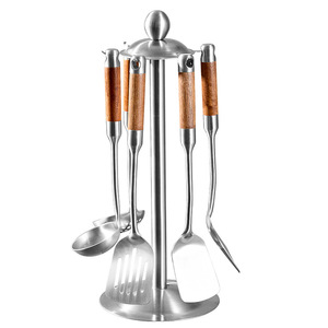 ชุดอุปกรณ์ครัวสแตนเลส 316L ขนาดเล็ก พร้อมด้ามจับไม้ ทนความร้อน ชุดเครื่องมือทำอาหาร 5 ชิ้น สำหรับใช้ในบ้าน - Product Image 5