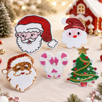 Patchs brodés de sequins de Noël en gros, appliques Père Noël et sapin pour la décoration de vêtements de fêtes