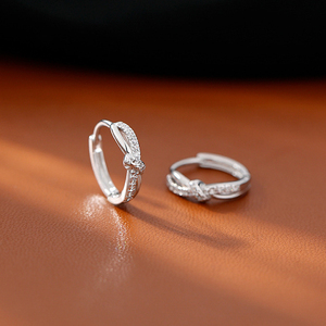 Orecchini a Cerchio Intrecciati Semplici, Moda Coreana Trendy, Argento 925, Geometrici, da Donna, per Anniversario, Vendita all'Ingrosso - Product Image 4