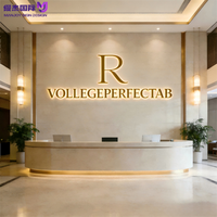 Enseigne murale personnalisée en acier inoxydable avec rétroéclairage LED 3D doré effet miroir pour la décoration murale de la réception d'un salon de beauté