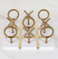 Haute qualité classique noir blanc marbre jouer décor carré X et O marbre Tic Tac Toe échiquier cadeau maison hôtel décor