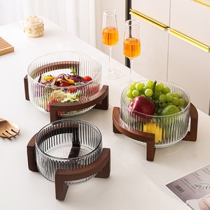 Venta al por mayor <span class=keywords><strong>de</strong></span> fábrica: Cuenco <span class=keywords><strong>de</strong></span> frutas <span class=keywords><strong>de</strong></span> vidrio con soporte <span class=keywords><strong>de</strong></span> madera, para ensalada y verduras, 1.8L/2.8L/3.8L/4.8L - Product Image 4