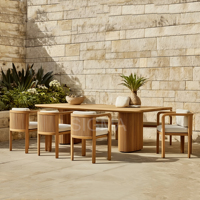 Nouveauté : Tables et chaises de salle à manger d'extérieur en teck, style moderne, ensemble de salle à manger de jardin