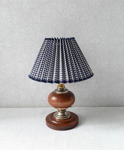 Traditional Wood <b>Table</b> <b>Lamp</b> With Checkered Shade Round <b>Base</b> Indoor Home Decor - Product Image 2