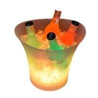Seau à glace carré en plastique LED 5 litres, double couche, éclairage LED moderne, personnalisable pour fêtes, boissons et bière