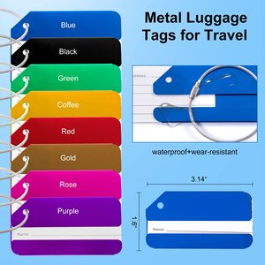 Étiquettes de bagages en métal, étiquettes de bagages de voyage pour valises avec nom, adresse, téléphone, e-mail - Product Image 4