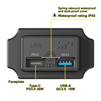 Interruptor táctil de montaje empotrado personalizado de 48W para moto, botón de encendido/apagado, puerto USB dual tipo A y USB C, toma de corriente para coche de 12V/24V