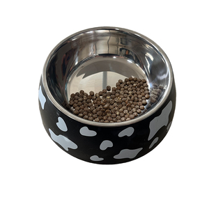 ชามอาหารป้องกันการกัดสองชั้นทำจากสเตนเลสสตีลเมลามีนเป็นมิตรกับสิ่งแวดล้อมลายวัวอาหารและน้ำให้อาหารแมวสไตล์น่ารักทันสมัย - Product Image 5