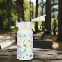 Termo de vacío de acero inoxidable con estampado 3D de unicornio, frasco de aro de transporte para exteriores de estilo americano, taza Popular para niños