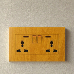 Tiêu Chuẩn Anh Hiện Đại Điện Chất Lượng Cao Gỗ Màu Vàng Hạt Tường Bảng Điều Chỉnh 2 Gang + 2 Đa Chức Năng Ổ Cắm Với Neon - Product Image 3