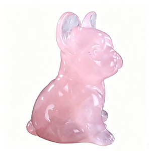 Cristal de Cuarzo Rosa Natural de Alta Calidad, <span class=keywords><strong>Bulldog</strong></span> <span class=keywords><strong>Francés</strong></span> Tallado a Mano, Piedras Preciosas Personalizables y Venta al Por Mayor Directa de Fábrica - Product Image 3