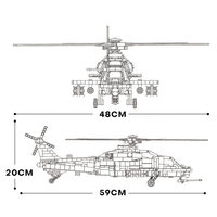 Reobrix WZ-10 Avion de Chasse Modèle Éducatif à Assembler en Plastique ABS Blocs de Construction DIY Jouet de Construction