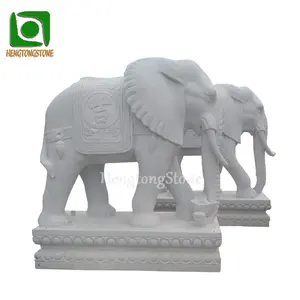 Customized Chinese Style White Marble Elephant Sculpture Marble Animal Statue In Stock