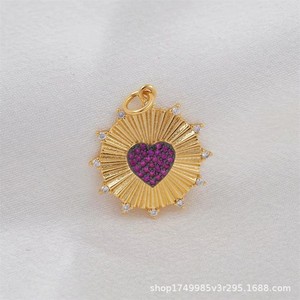 Gold Plated Heart Charm Pendant With Zircon Inlay Vintage Style Alloy Jewelry Charms For DIY Necklace Accessories - Product Image 5