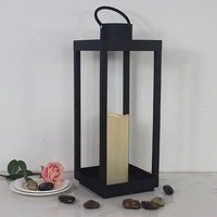 Lanterne en métal à LED noir sans flamme, grande taille, fournitures de mariage