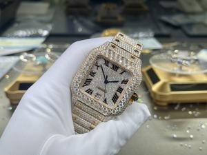 Personalizado de alta calidad a prueba de agua 39,8mm 9015 movimiento de oro rosa VVS reloj de moissanita de hielo de diámetro completo - Product Image 4