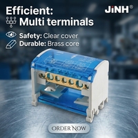 Bloc de bornes en laiton JINH 125A à couvercle transparent pour connexion de fils multiples, pour boîte de jonction électrique