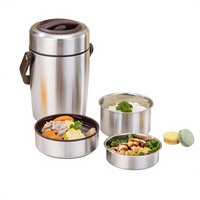Boîte à lunch isotherme en acier inoxydable 304, grande capacité, portable, trois couches, multi-compartiments, pour étudiants et adultes, type bento
