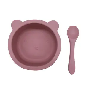 100% Food Grade mangkuk silikon untuk bayi dengan Set sendok