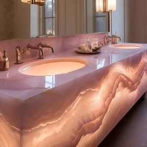 <span class=keywords><strong>Dalle</strong></span> de salle à manger de luxe moderne, imperméable, polie, translucide <span class=keywords><strong>rose</strong></span> clair, pour usage intérieur en appartement et application hôtelière, d'origine brésilienne - Product Image 3
