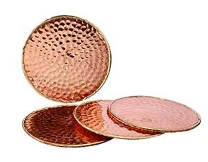 Lot de 4 sous-verres élégants en cuivre martelé pour décorations de table de mariage - Product Image 1