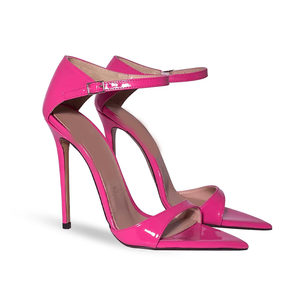 Sandalias de tacón alto para mujer con punta en pico, parte superior de purpurina <span class=keywords><strong>fucsia</strong></span>, tacón cubierto y correa con hebilla, ideales para fiestas 2026 - Product Image 5