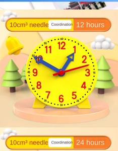 Modèle d'horloge, aide à l'apprentissage de la reconnaissance du temps pour les élèves de la première et deuxième année du <span class=keywords><strong>primaire</strong></span>, affichage 24h/12h, trois aiguilles interconnectées - Product Image 6