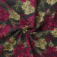 Tissu challis uni en rayonne 100% imprimé numérique vintage à gros motif de rose, faible MOQ personnalisé, pour robe femme