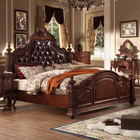 Lit King-size Royal Personnalisable Inclinable en Bois MDF, Ensemble de Chambre Antique pour Maison, Appartement, Hôtel ou Villa avec Rangement
