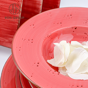 Nuovo Stile di Stoviglie per Ristoranti e Banchetti Nuziali, <span class=keywords><strong>Piatti</strong></span> in <span class=keywords><strong>Ceramica</strong></span> Rosso Pomodoro Infrangibili, Set di <span class=keywords><strong>Piatti</strong></span> in Porcellana - Product Image 5