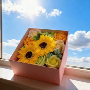 Nouvelle fleur de savon finie, cadeau de la Saint-Valentin pour petite amie et amies, cadeau de la fête des femmes, boîte cadeau de tournesol et de rose - Product Image 3