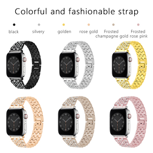 สายนาฬิกาสแตนเลสสตีลสุดหรูสำหรับ <span class=keywords><strong>Apple</strong></span> <span class=keywords><strong>Watch</strong></span> 3/4/5/6/SE <span class=keywords><strong>รุ่น</strong></span><span class=keywords><strong>ล่าสุด</strong></span>ประดับเพชรสีดำ - Product Image 6
