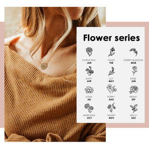 <span class=keywords><strong>Collier</strong></span> pendentif disque rond <span class=keywords><strong>en</strong></span> acier inoxydable 316L, fleurs de pin, Cactus, tournesol, fleurs de naissance personnalisées, 13MM - Product Image 6