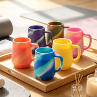 Vente en gros de tasses de voyage en silicone arc-en-ciel sans BPA, poignée ergonomique, tasse à café et à thé réutilisable