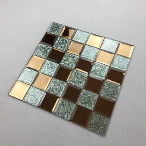 Large Square Decorative Glass Mirror Tiles Wall And Elevator Background Decoration Mosaic Glass Mirror Tiles