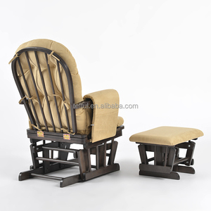 Fauteuil à bascule et repose-pieds en bois pour allaitement et loisirs, style moderne, pour maman et bébé, idéal pour les crèches et les salles d'allaitement. - Product Image 4
