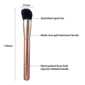 <span class=keywords><strong>Pinceau</strong></span> à blush professionnel en poils de chèvre noirs teints, manche incliné moulé par injection en or rose mat, pour le visage et les joues, vente en gros - Product Image 3