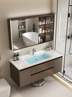 Style chinois Style ancien nouvelle vanité de salle de bain couleur noyer une pièce en céramique bassin toilette Table de lavage combinaison avec armoire