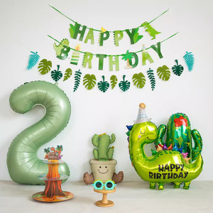 Decorazioni per sfondo con palloncini a forma di dinosauro verde, accessori fotografici per servizi fotografici di bambini di un <span class=keywords><strong>anno</strong></span>, forniture per feste di compleanno - Product Image 4