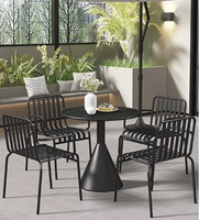 Mobilier moderne d'extérieur en métal imperméable à l'eau haute température Table ronde Ensemble de chaises pour jardin, terrasse, parc, salle pour villas