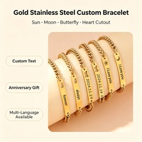 Bracelet en acier inoxydable doré avec gravure personnalisée, motif papillon, barre creuse, chaîne cubaine, verset biblique, bénédiction, cadeau pour fête, anniversaire, femme