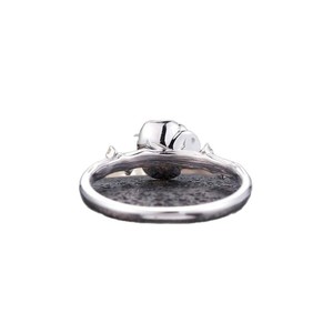 Anillo de Boda con Rosas Florales para Mujer, Oro Blanco con Circonita, Anillo de Regalo de Aniversario - Product Image 5