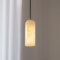 Lampes suspendues en albâtre naturel pour îlot de cuisine, lustre en marbre blanc à tube long, luminaires dorés pour table de chambre