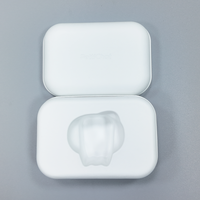 Boîte d'emballage en pulpe blanche biodégradable avec logo personnalisé en relief, insert moulé recyclable pour produits électroniques
