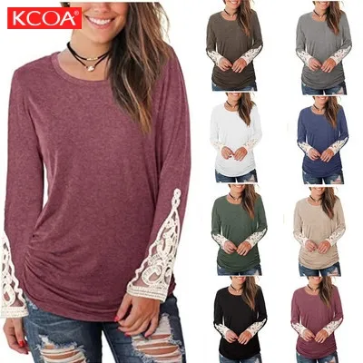 Hot Selling Green Soft Cotton Long Sleeve Women Shirt With Lace Design