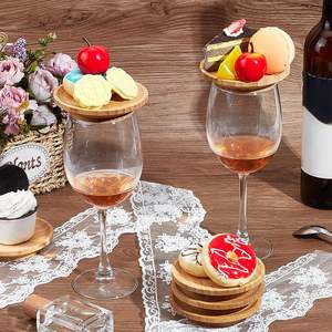 JQ Vente en gros Verre à vin Charcuterie Topper <span class=keywords><strong>Mini</strong></span> planches en bois de bambou et assiettes à apéritif avec porte-verre - Product Image 4