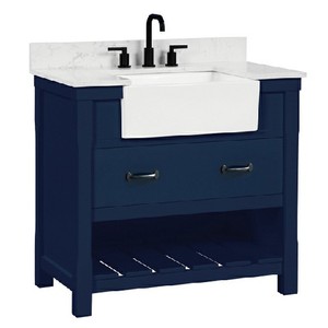 Meuble-lavabo de salle de bain Senyu Farmhouse bleu marine de haute qualité, style américain - Product Image 4