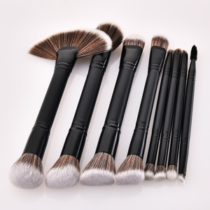 Juego de 8 <span class=keywords><strong>brochas</strong></span> de doble punta con mango negro para contorno, delineador líquido de cejas, sombra de ojos, difuminado de ojos y mejillas, y corrector - Product Image 2