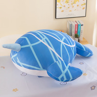 Peluche de baleine marine, jouet en peluche de dessin animé, cadeau de Noël pour enfants, oreiller confortable pour dormir, peluche de baleine bleue super douce